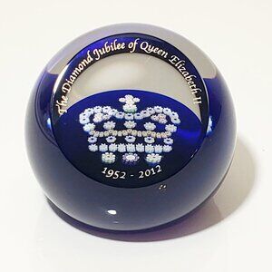 Queen's Diamond Jubilee Paperweight – Blue Millefiori Crown, 26/100